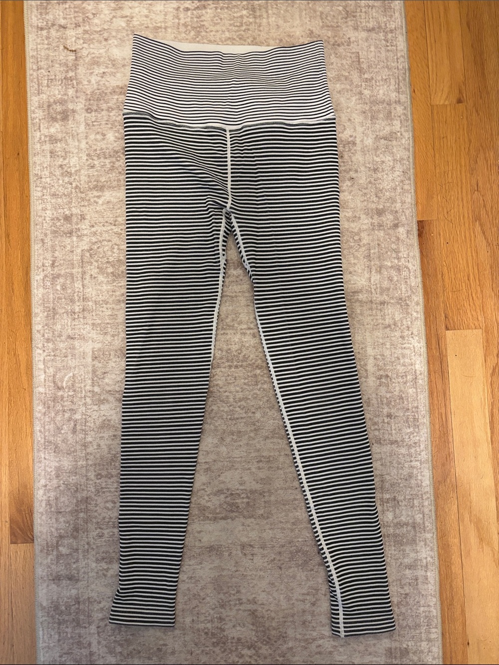 Spiritual Gangster Black and White Striped High-Waist Leggings